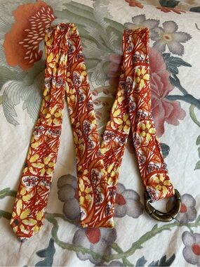 J Crew Linen Belt w Faux Bamboo Brass Tone Buckle